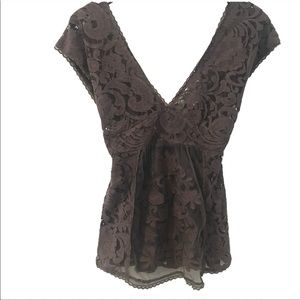 Flying Tomato Lace Brown Shirt